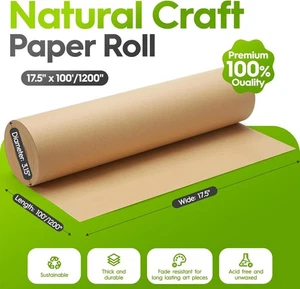 17.5" x 1200'' Brown Kraft Paper 75GSM Basis Thick Roll Packaging Shipping NEW** - Picture 1 of 7