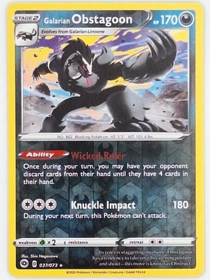 Galarian Obstagoon 037/073 Champions Path Reverse Holo Pokemon Card NM - Image 1 of 2