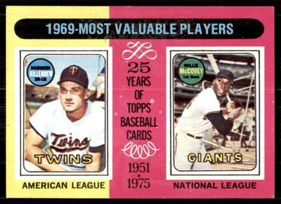 1975 Topps #207 Harmon Killebrew Willie McCovey Twins Giants - Image 1 of 2