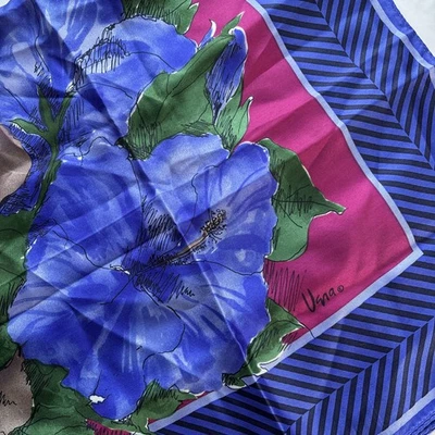 Vintage Vera Neumann Floral Scarf 32" Purple Irises Watercolor - Image 1 of 4