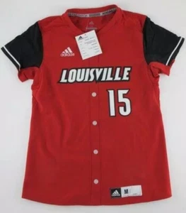 Adidas NEW Louisville Cardinal SEWN ON Faux Full Button Womens M Softball Jersey - Picture 1 of 2