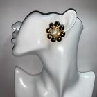 nwot authentic FENDI clip back earrings FAUX BAROQUE PEARL gold-tone FLOWERS