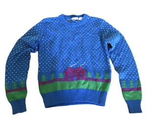 Vintage Das Adlerauge für Kinder handgestrickt Haus Pullover L 12 - 14 - Bild 1 von 5