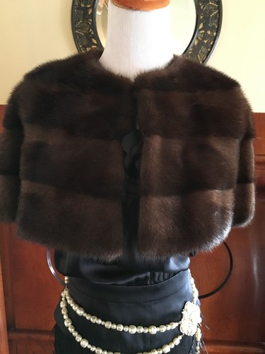 Moschino Marrone Cioccolato Marrone Pelliccia di Visone Cappotto Shrug! 6