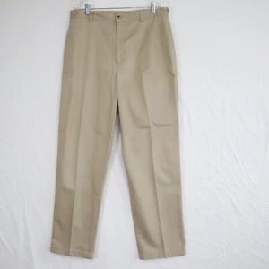Lands End Pants Mens 36 Regular Khaki Chino Trousers Cotton Flat Front Beige Tan - Picture 1 of 7