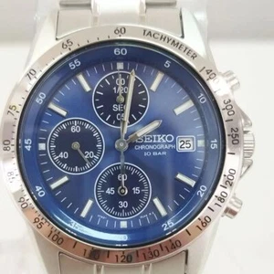 SEIKO SBTQ071 Selection Chronograph Quartz Silver Blue Watch Men - Picture 1 of 6