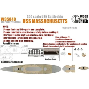 Hunter W35040 1/350 Wood Deck USN BATTLESHIP USS MASSACHUSETTS FOR TRUMPET 05306 - Picture 1 of 3