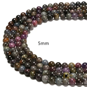 Natural Ruby and Sapphire Smooth Round Beads Size 5mm 6mm 8mm 15.5'' Strand - Picture 1 of 5