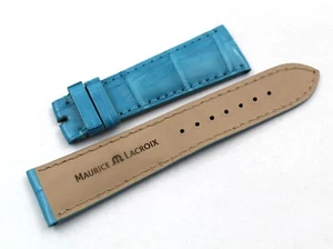 Maurice Lacroix Strap Band Alligator Veritable Azzurro 22/18mm Hand Made Service - Imagen 1 de 4