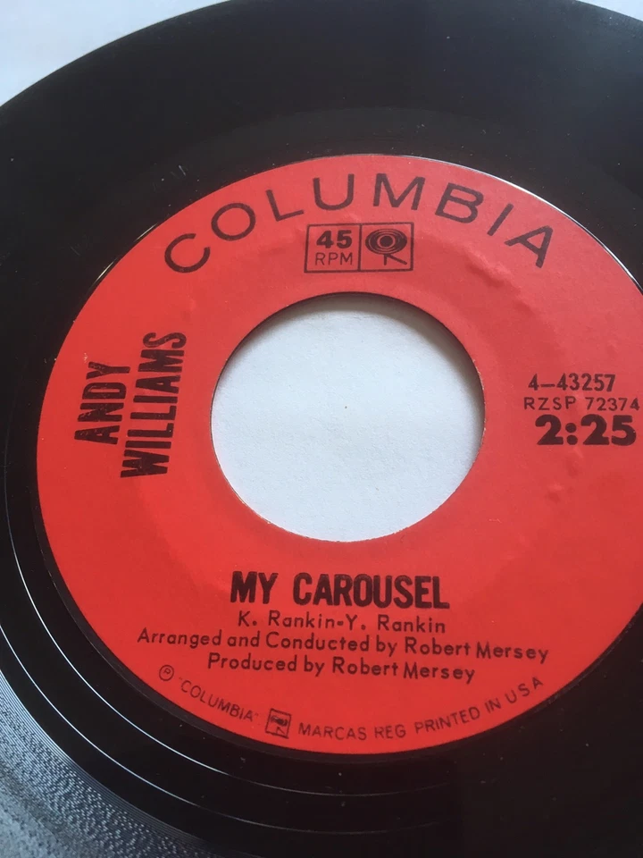 1965 US PRESS ANDY WILLIAMS 7" MY CAROUSEL / AND ROSES & ROSES - COLUMBIA 443257 - Image 1 of 1