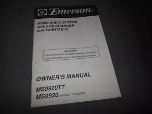 Emerson Home Audio System 5 CD-Wechsler und Plattenspieler MS9920TT MS9920 Handbuch - Bild 1 von 4