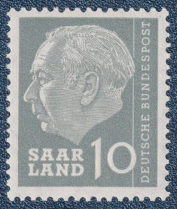 GERMANY-SAARLAND 1957 Theodor Heuss 10f-30f 6 Classic MNH Stamps (p243). - Picture 1 of 6