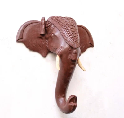 Antigua estatua de Feng Shui con cabeza de elefante indio colgante de pared decoración del hogar vintage Foto 1 de 4