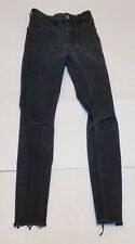 Zara Black Jeans Size 2 Distressed look on thighs and bottom leg hems.  