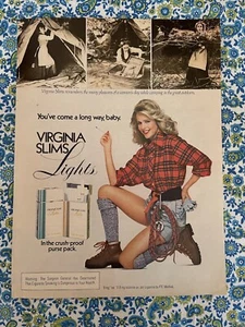 Vintage 1981 Virginia Slims Cigarettes Print Ad Sexy Woman Boots Shorts - Picture 1 of 7