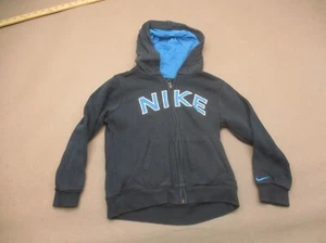 NIKE Size 6 Boys Black Cotton Blend Full Zip Pocket Training Athletic Jacket 298 - Picture 1 of 6