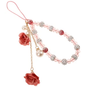 Handykette Gipsblume Damen Mit Perlen Perlenbesetzter Handyriemen-Anhänger - Zdjęcie 1 z 12