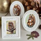 Original Owl mini painting, Framed oval miniature Owl, Tiny art Woodland animals