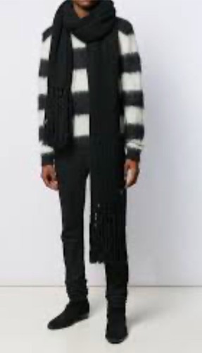 SAINT LAURENT (YSL) Sciarpa con cappuccio SAINT LAURENT nuova con etichetta $1.750. Nieman Marcus Nero 11" L x 71" H