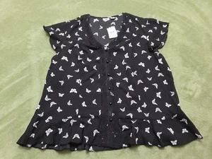 JM Cato Top Womens XL Black Short Sleev Shirt Work Office Casual - Picture 1 of 6