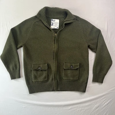 VTG Gap Sweater Mens Large Green Zip Up Wool Blend Chunky Grandpa 90s Hong Kong - Image 1 of 4