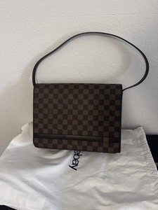 Louis Vuitton Damier Tribeca Carre Shoulder Bag PVC Leather Brown - Picture 1 of 8