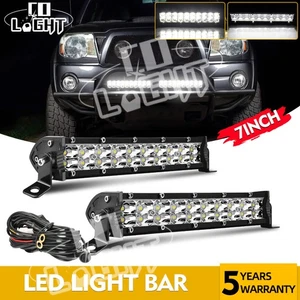 Colight 2PCS 7Inch Spot Flood Dual Row LED Light Bar Offroad Wiring Harness Kit - Picture 1 of 19