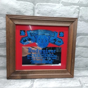 Budweiser King Of Beers Anheuser Busch Art Mirrored Sign 11.5 X 10.5 Bar Sign - Picture 1 of 5