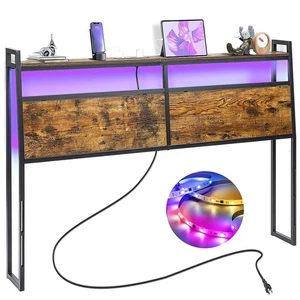 LED Queen Size Headboard with 60,000 DIY Color of LED Light 2 Outlets - Picture 1 of 7