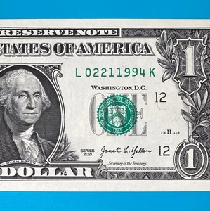 February 21, 1994 (L 02211994 K) BIRTHDAY ANNIVERSARY $1 One Dollar Bill *UNC* - Picture 1 of 4