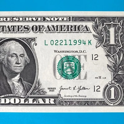 February 21, 1994 (L 02211994 K) BIRTHDAY ANNIVERSARY $1 One Dollar Bill *UNC* - Image 1 of 4