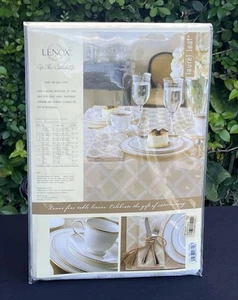 LENOX Laurel Leaf 70in 178cm Round Tablecloth Ivory Lenox Fine Table Linens NEW - Picture 1 of 23