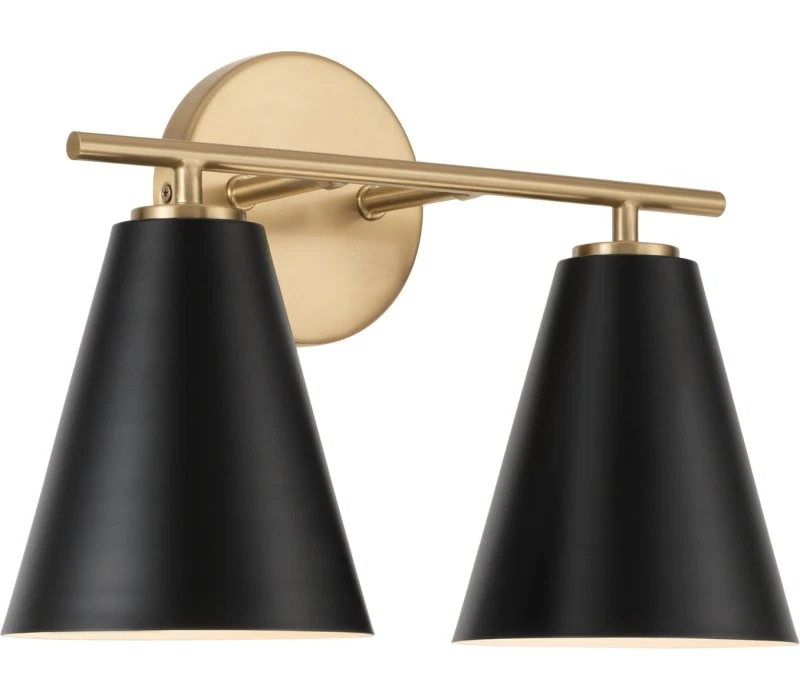 Austin Allen Charlie Vanity, 2-Light 200 Total Watts, Matte Brass And Black - Image 1 of 1