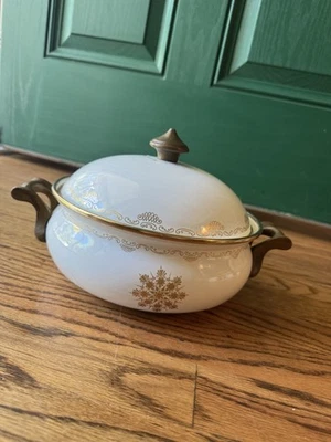 Vintage Brass Enamel Cookware | ASTA Old Amsterdam German | Gold Snowflake - Image 1 of 4