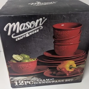 Tabletops Unlimited Mason Keramik Geschirrset - Rot - 12-teilig - Bild 1 von 5