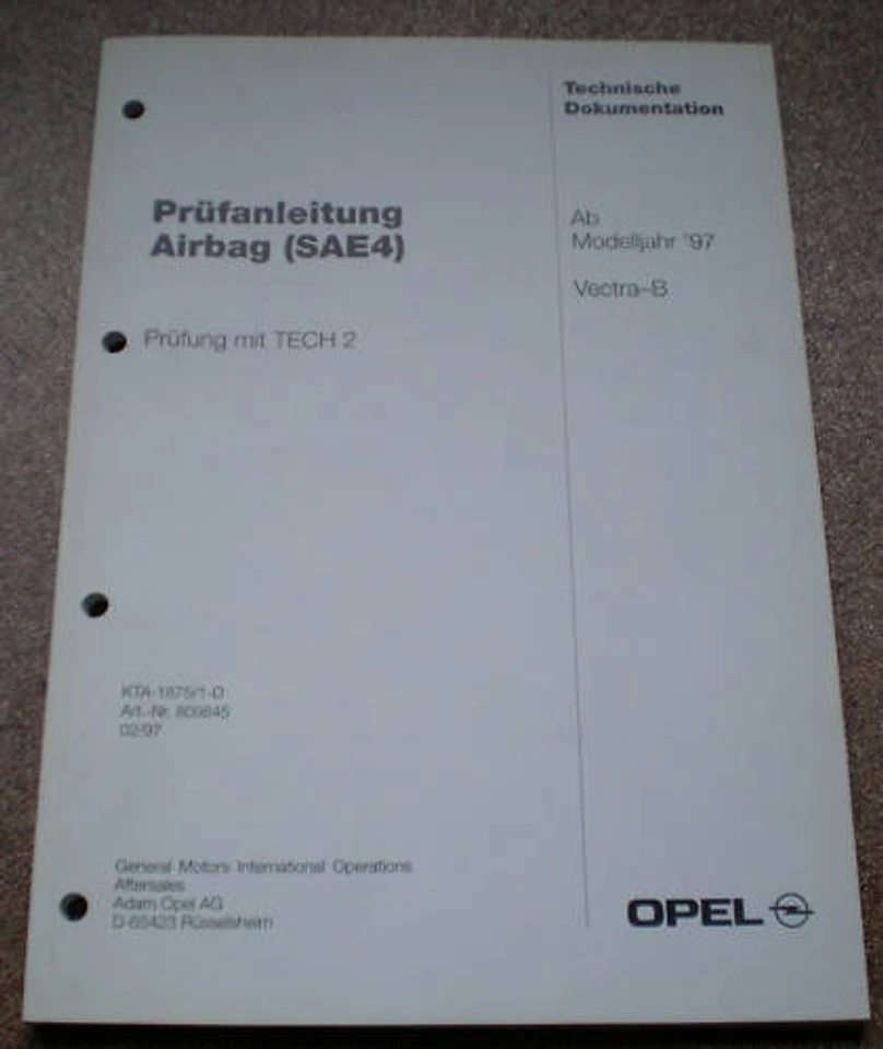 Manual de Taller Instrucciones de Inspección Opel Vectra B Modelo 97 - Imagen 1 de 1