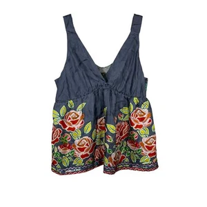 Fei Anthropologie 100% Silk Floral Sleeveless Blouse Size XL - Imagen 1 de 5