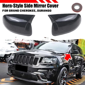 Carbon Style Mirror Cover Cap For Jeep Grand Cherokee WK Dodge Durango 2011-2020 - Picture 1 of 6