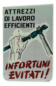 cartello da cantiere di design antinfortunistica originale anni 60 vintage -1 - Picture 1 of 5