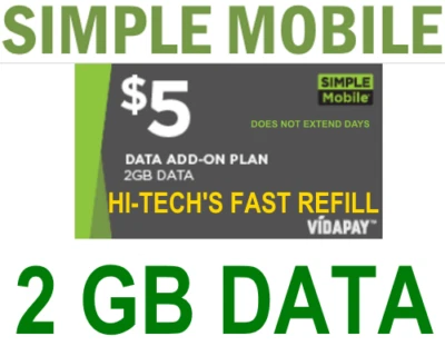 $5 SIMPLE MOBILE 🔥 DATA ADD-ON 🔥 FASTEST🔥 DIRECT TO YOUR PHONE FAST - Image 1 of 3