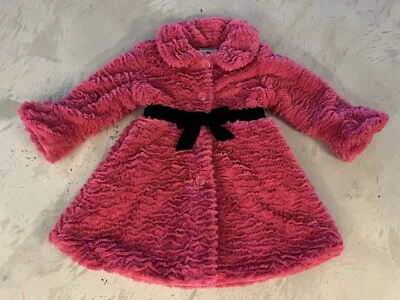 American Widgeon Girls  Faux Fur Coat Jacket Size 5 Bright Pink Furry - Image 1 of 4