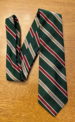 Corbata John Henry vintage para hombre verde, roja, beige a rayas diagonales de 3” de ancho Foto 1 de 4