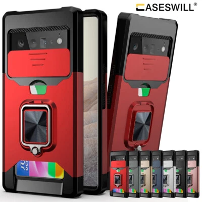 For Google Pixel 8 7A 6A 9 Pro XL Card Holder Ring Stand Kickstand Case Cover - Image 1 of 4