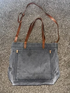 Madewell Borsa Trasporto Tote Bag Tela Donna Grigio Medio Tracolla Manico Pelle - Foto 1 di 9