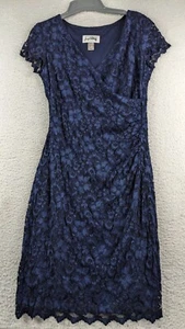 Joseph Ribkoff Mini Dress Size 8 Blue Lace Lined - Picture 1 of 6