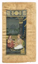 Mughal Miniature Painting Of Love Scene India Real Gold & Gouache Art On Paper