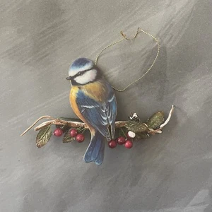 Bradford Exchange Jardín de Invierno Amigos Emplumados Adorno de Pájaro Teta Azul  - Imagen 1 de 3