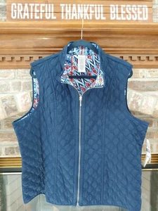 Alfred Dunner Sz. 20 Navy Blue Reversible Quilted Vest NWT - Picture 1 of 8