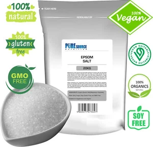 Epsom Salts 20KG Natural Bath Epsom Salt Spa Bathing Magnesium Sulphate BP FCC - Picture 1 of 4