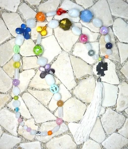 ★ lange Kette ★ HIPPIE BOHO IBIZA PEACE ★ DEUTSCHLAND ★ QUASTE ★ weiß & bunt ★ - Picture 1 of 4